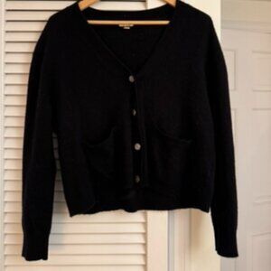 J Crew Cashmere Cardigan, Black, Size M